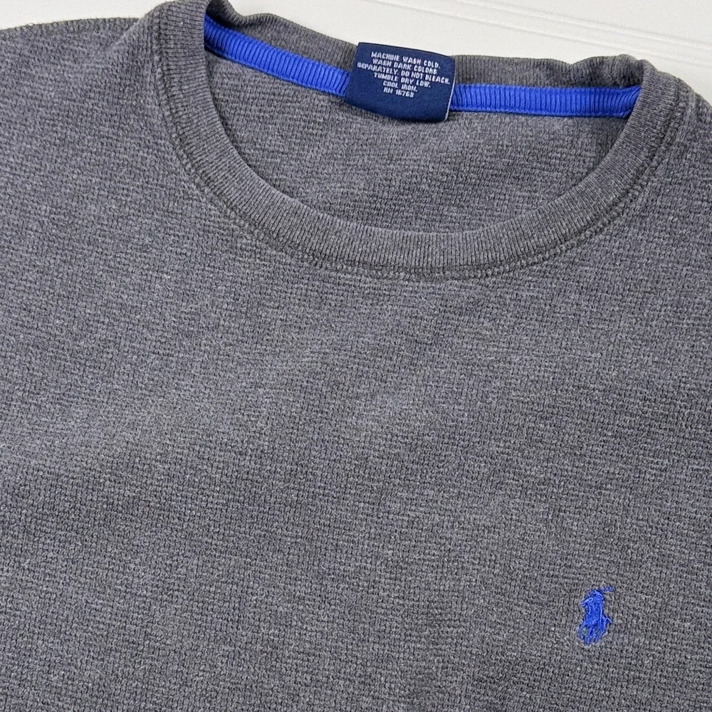 Polo Ralph Lauren Men's Gray Waffle Knit Long Sleeve Sleep Shirt Top‎ XL